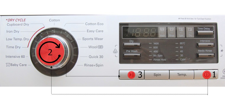 Hướng dẫn sử dụng bảng điều khiển máy giặt sấy LG WD-18600