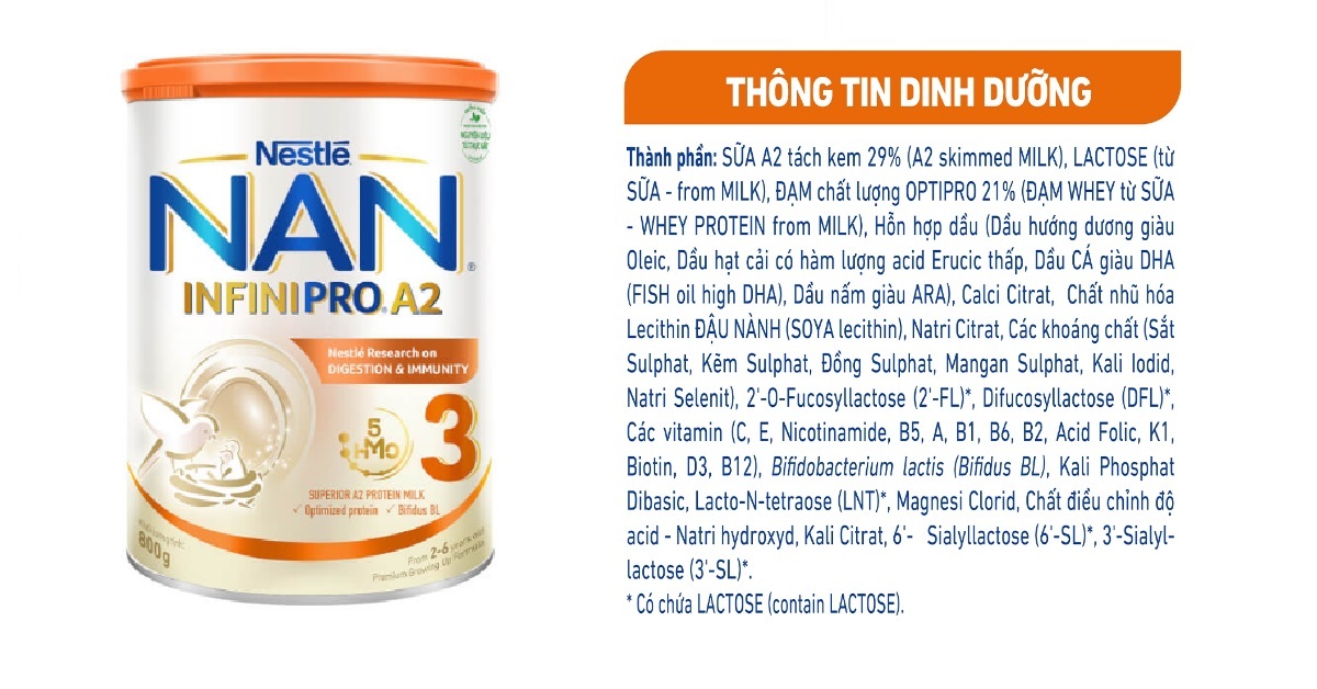 Review sữa Nan A2 Infinipro 800g số 3 cho trẻ 2 - 6 tuổi có tốt không? Giá bao nhiêu?
