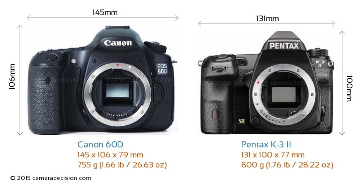 So sánh máy ảnh Pentax K-3 II và Canon EOS 60D
