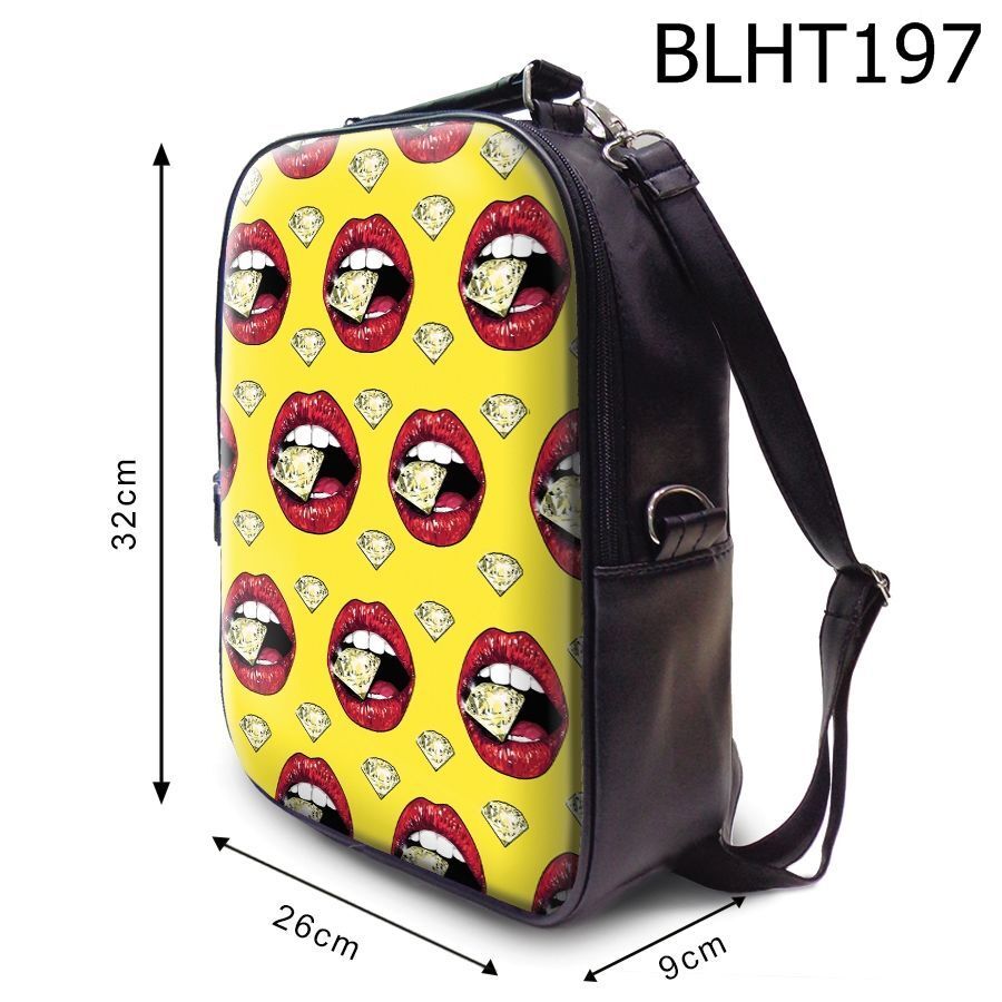Balo in hình Môi đỏ ngậm kim cương BLHT197 size nhỏ