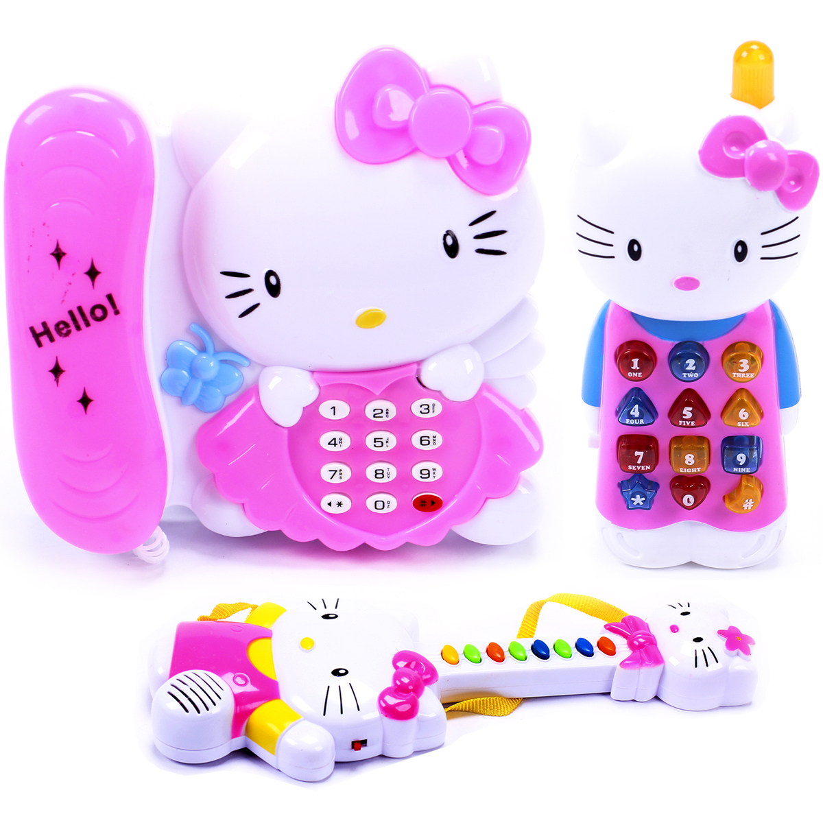 Bộ đồ chơi điện thoại và đàn cho em bé Hello kitty 1203