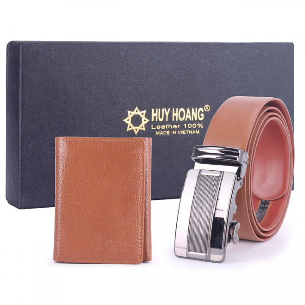 Bộ ví và dây lưng nam Huy Hoàng da bò HH4125-HH3136