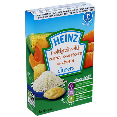 Bột ăn dặm ngũ cốc, cà rốt, phô mai, bắp ngọt nghiền Heinz – 100g