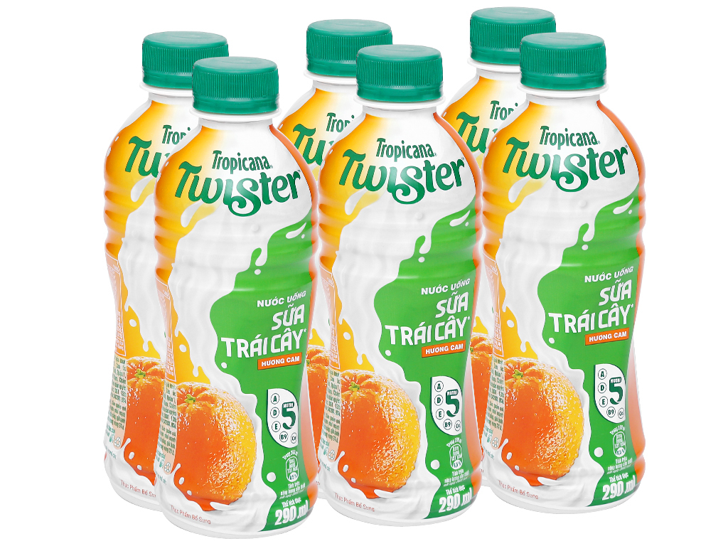 Sữa trái cây Twister hương cam – Lốc 6 chai 290ml