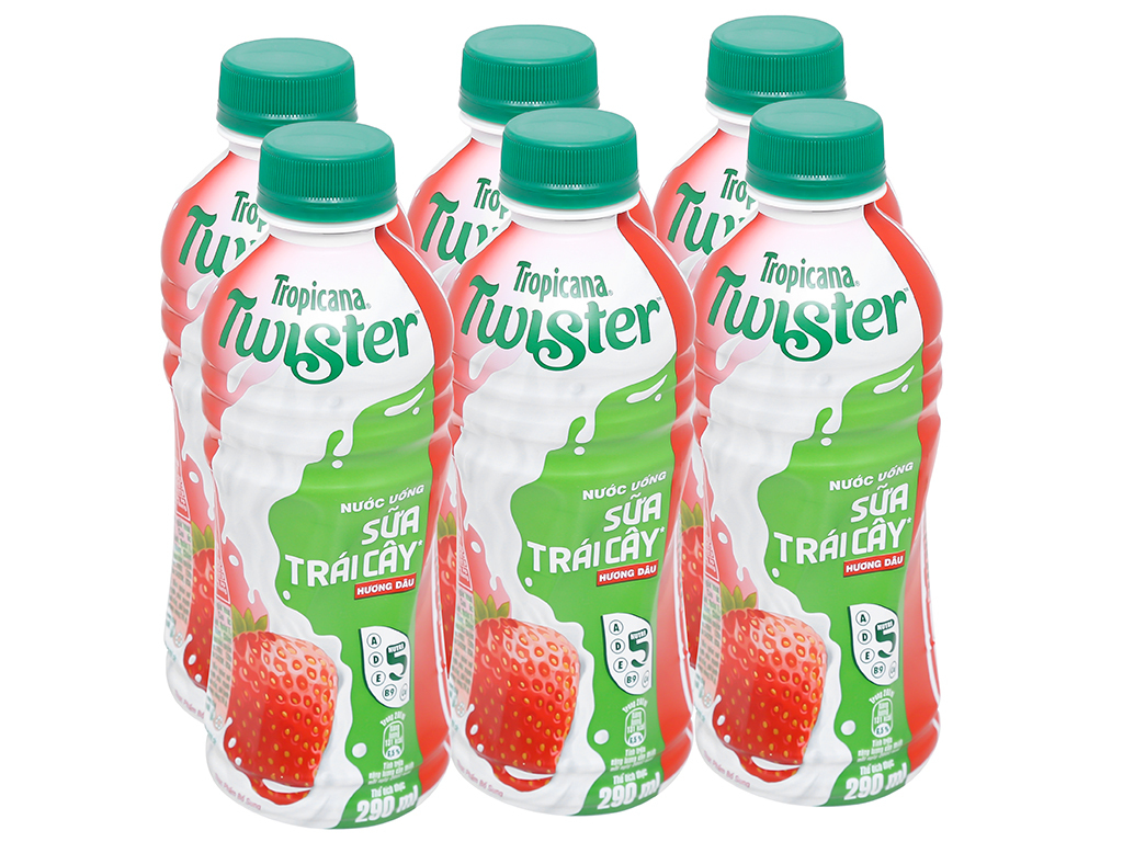 Sữa trái cây Twister hương dâu – Lốc 6 chai 290ml