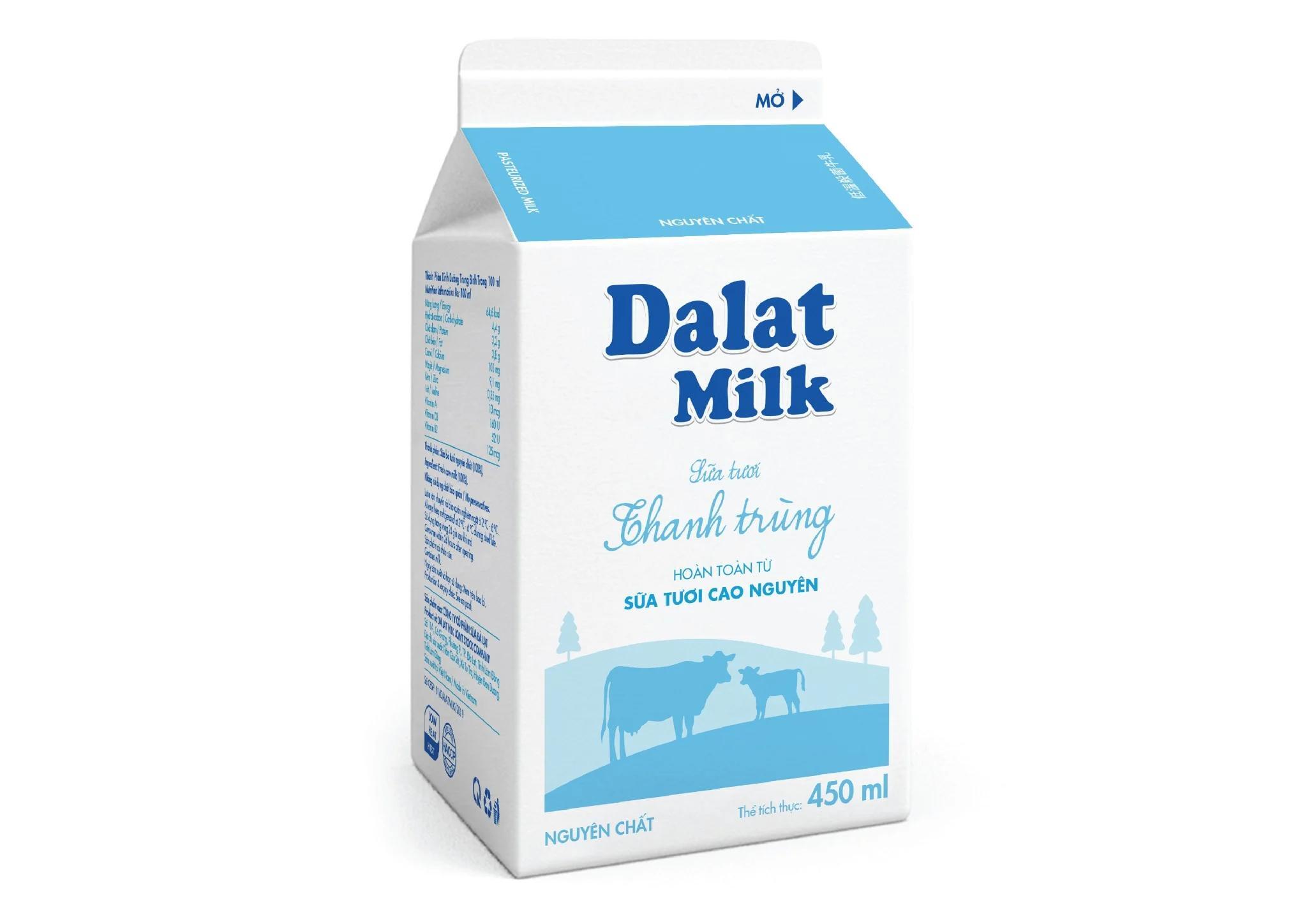 Sữa tươi thanh trùng Dalat milk không đường – 450ml