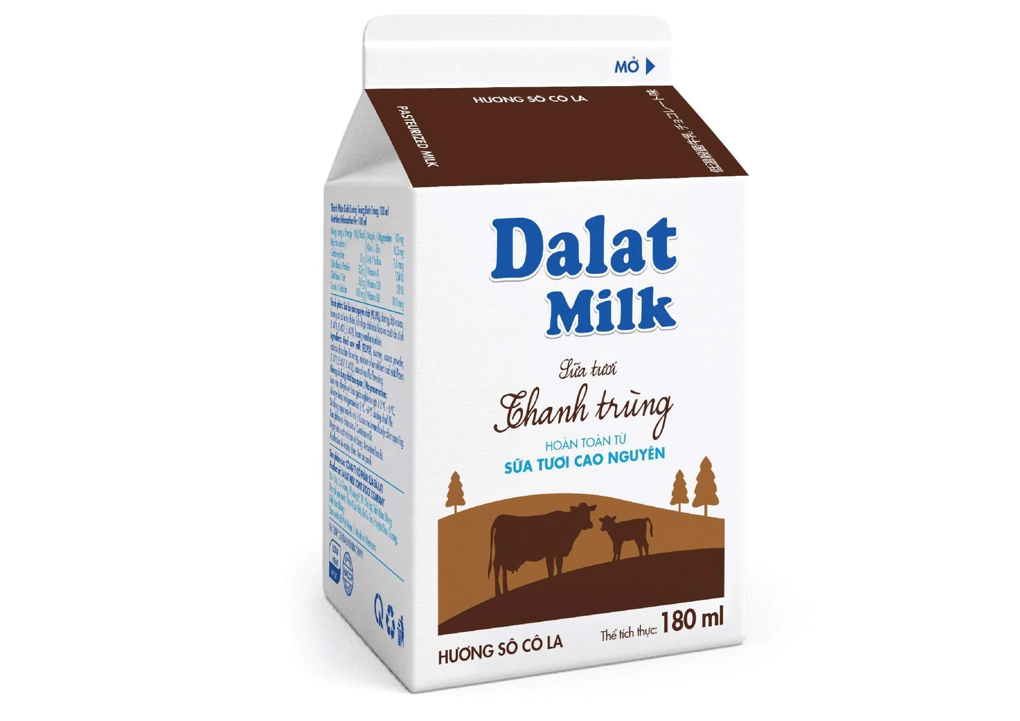 Sữa tươi thanh trùng Dalat milk socola – 180ml