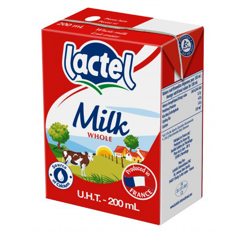 Sữa tươi tiệt trùng Lactel 200ml – 4 hộp/ vỉ