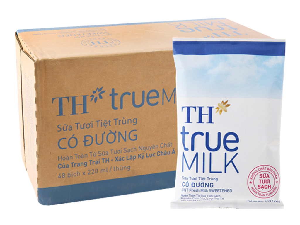 Sữa tươi tiệt trùng TH True milk có đường ml thùng hộp chính hãng giá rẻ