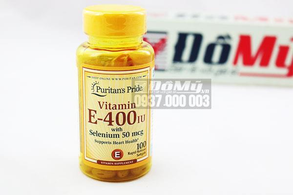 Viên uống bổ sung Vitamin E-400 iu Puritan’s Pride with Selenium 50 mcg 100 viên của Mỹ