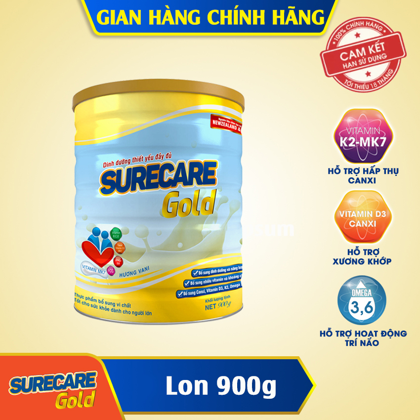 FREESHIP] Sữa Sure Care Canxi Gold 900g Tăng cường miễn dịch Giúp