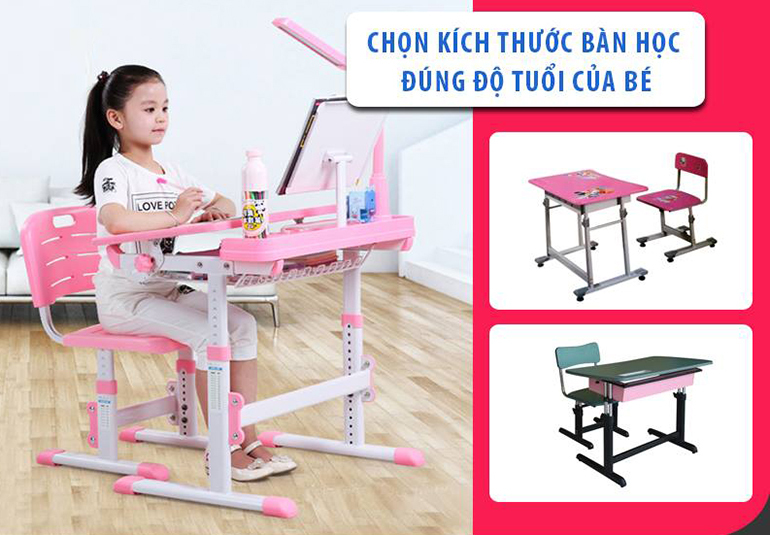 Chọn bàn học cho bé 5 tuổi có kích thước phù hợp