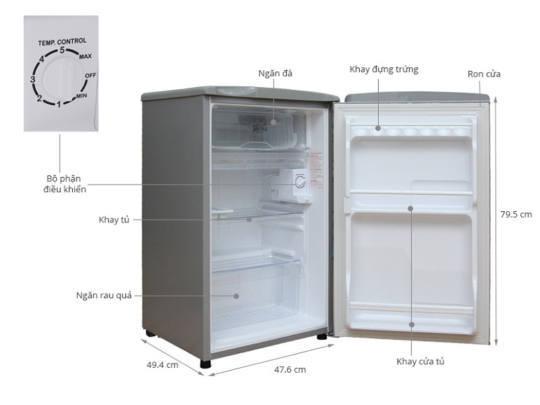 Thiết kế của tủ lạnh 90 lít nhỏ gọn