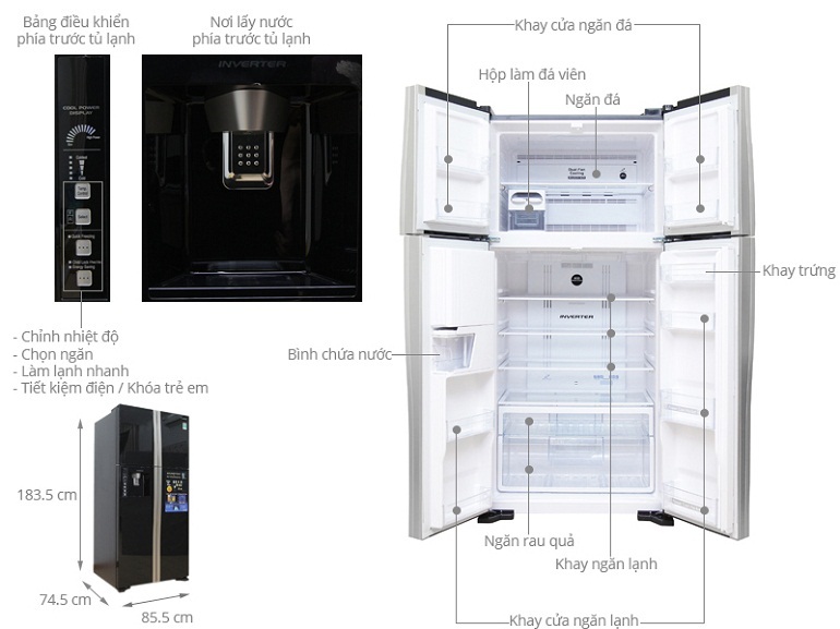 Tủ lạnh side by side Hitachi có nhiều tính năng và công nghệ hiện đại