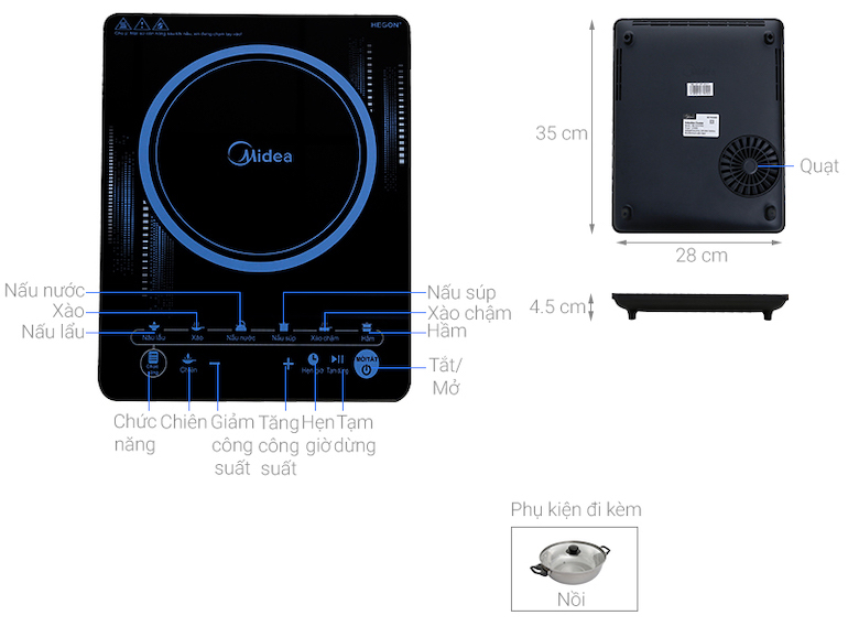 Bếp từ Bếp từ Midea MI-T2117DC(C)