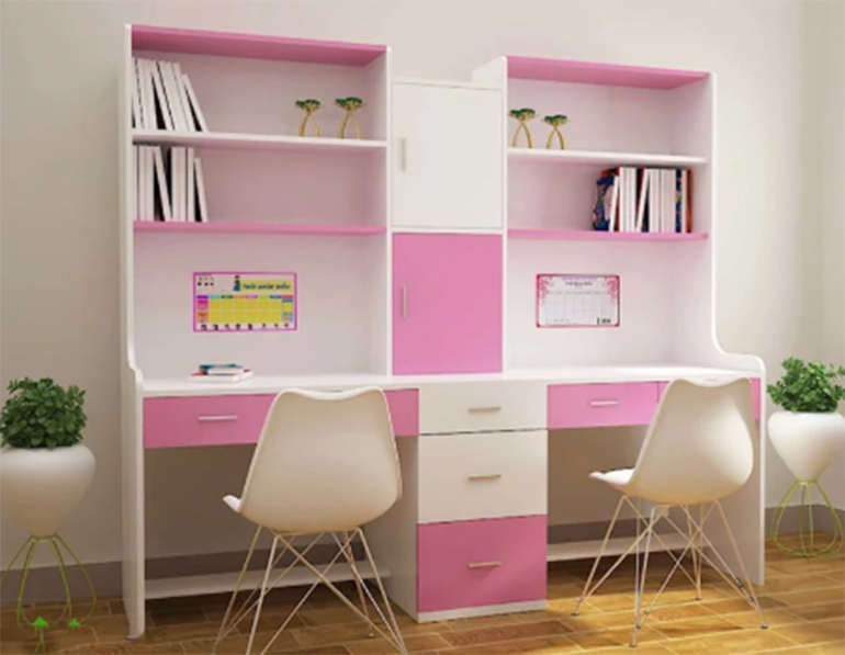 Bàn học đôi dai 2m cho hai bé học