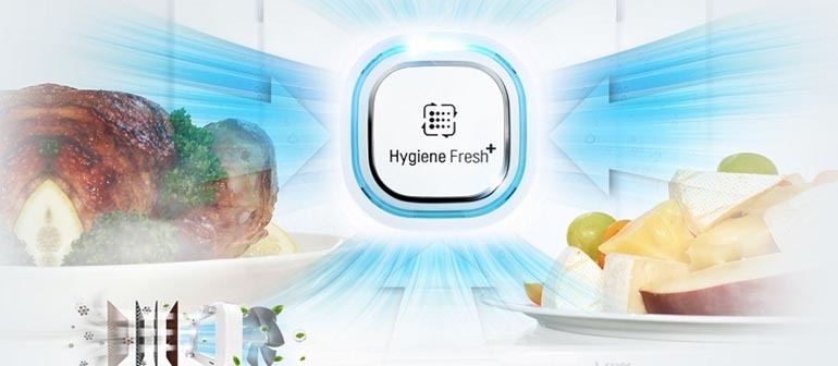 Hệ thống kháng khuẩn Hygiene Fresh giúp tủ lạnh LG luôn sạch mùi, thoáng mát