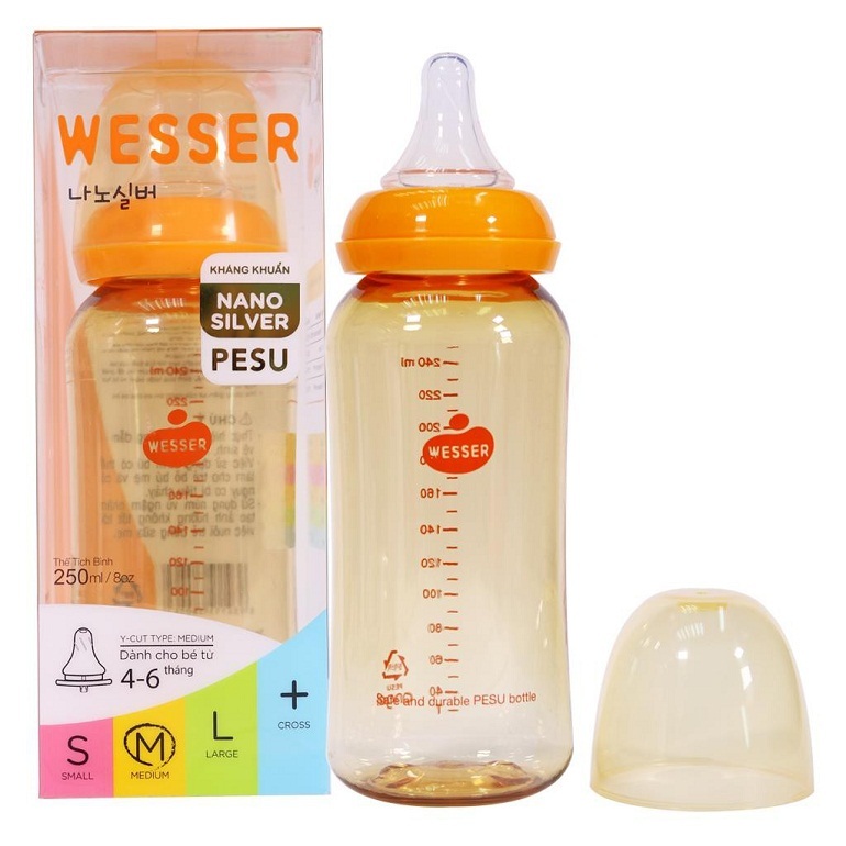 Bình sữa Wesser PESU có loại cổ rộng và cổ hẹp