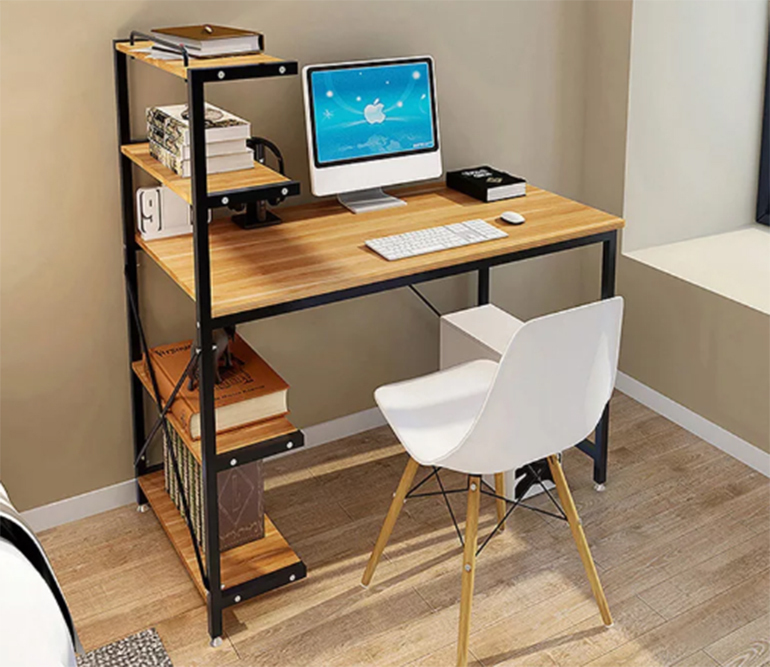 Bàn học kết hợp kệ sách có thiết kế đẹp, chắc chắn, an toàn cho người dùng.