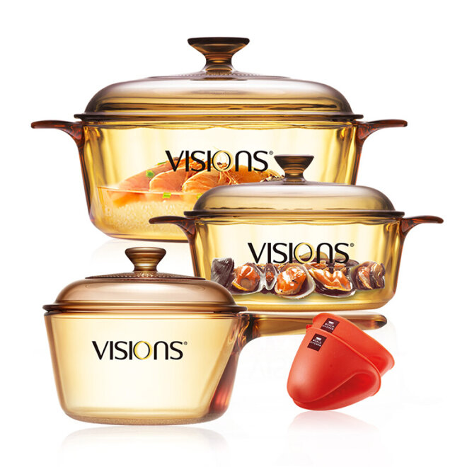 Bộ 3 nồi thuỷ tinh Corning VISIONS VS-1222P15MIT 