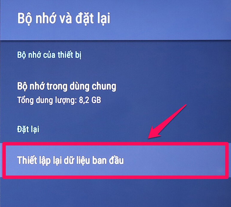 Sau đó, Thiết lập lại dữ liệu ban đầu