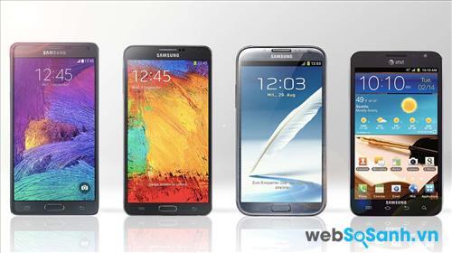 So sánh 4 thế hệ điện thoại Galaxy Note