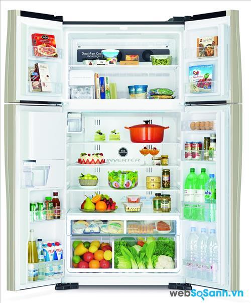 Tủ lạnh Hitachi được thiết kế với các ngăn chứa vô cùng thông minh