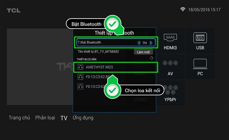 kết nối smart tivi với loa bluetooth