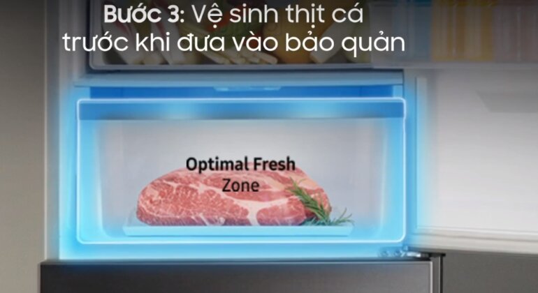 Vệ sinh thịt cá trước khi đưa vào bảo quản