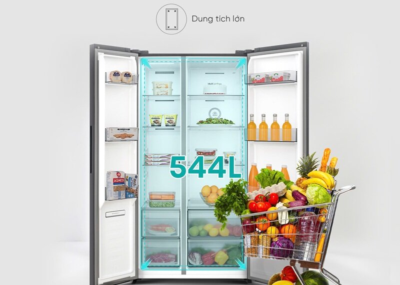 Tủ lạnh side by side Hisense 544l RS708N4EBN rất sang xịn mà giá rẻ không ngờ!