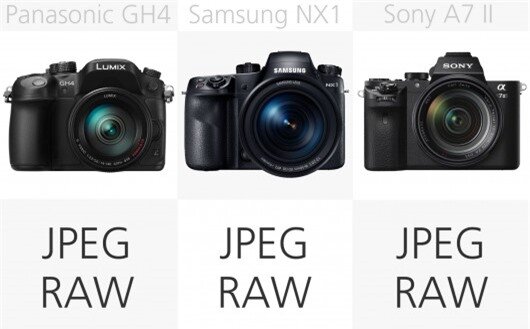 High-end mirrorless camera file type comparison (row 2)