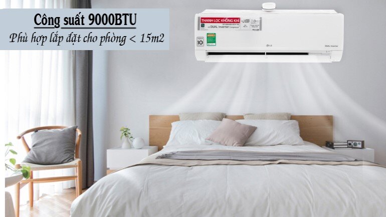 Điều hòa LG 9000 được coi là thích hợp với phòng có diện tích khoảng 15m2