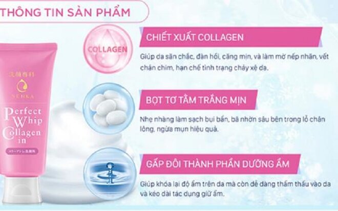 Sữa Rửa Mặt Ẩm Mịn Và Săn Chắc Da Senka Perfect Whip Collagen In