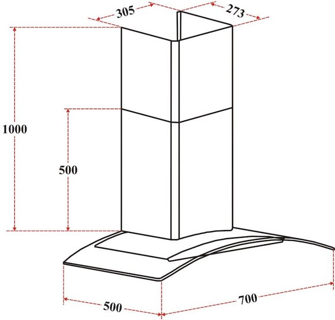 Kích thước của máy hút mùi Latino lt-c05/70