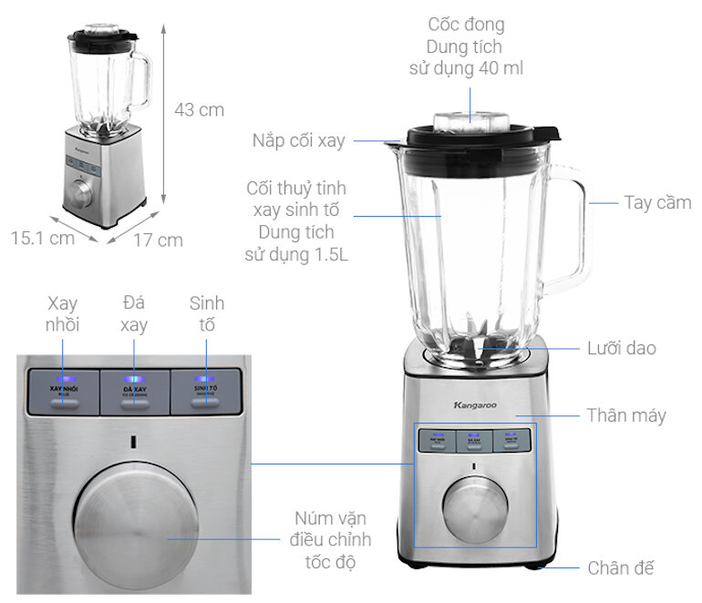 Máy xay sinh tố Kangaroo KGBL1000X