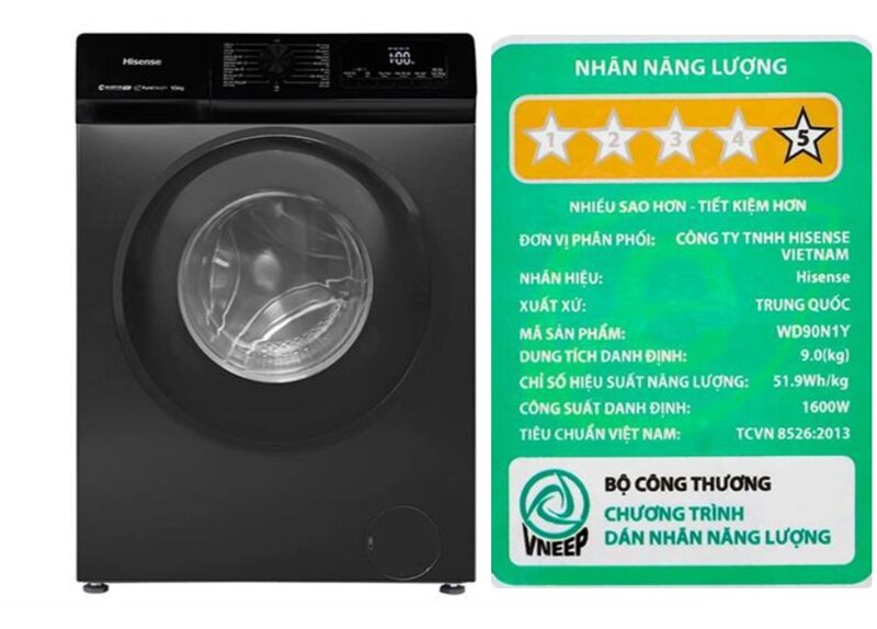 Chỉ 6.3 triệu đồng, Hisense WD90N1Y giặt sấy 2 trong 1 lại