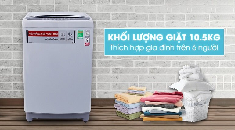 Máy giặt cửa trên LG Inverter 10.5 kg T2350VSAW