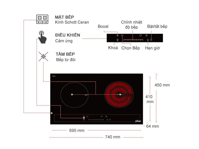 Bếp từ đôi Ferroli IC4200BN 4500W