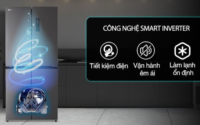 Động cơ Smart Inverter đem tới các ưu điểm vượt trội cho tủ lạnh LG 470 Lít GR-B50BL