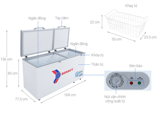 Tủ đông Sanaky 530 lít VH-6699HY3