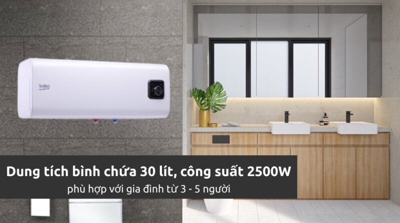 Bình nóng lạnh gián tiếp Beko 30 lít BWH 30 SDH: Đáng tham khảo trong tầm giá 2 triệu đồng!