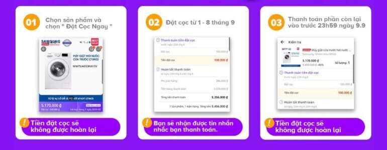 hướng dẫn mua hàng cọc trước tại Lazada trong ngày siêu sale 9.9