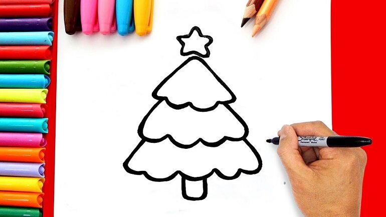 Cách vẽ cây thông Noel đẹp mà đơn giản