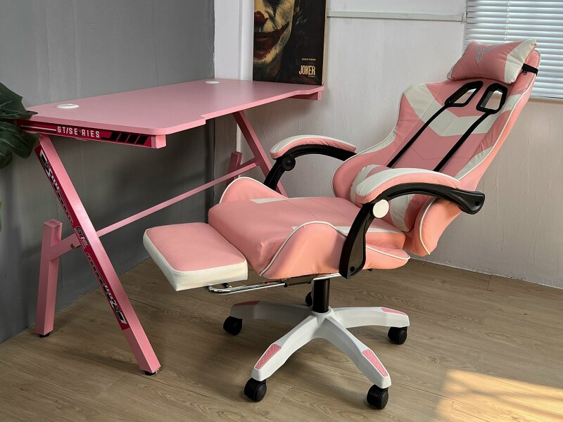 bộ bàn ghế gaming màu hồng