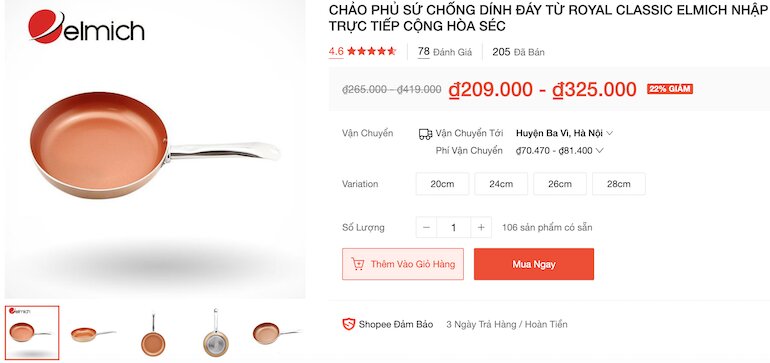 Chảo chống dính Elmich