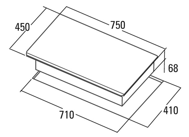 Kích thước bếp từ âm Cata IB 772 Màu BK