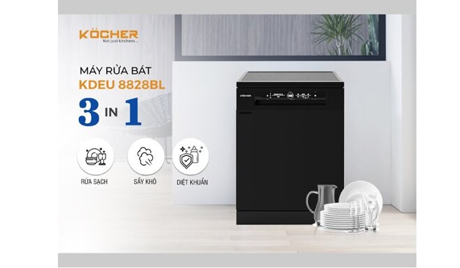 Máy rửa bát độc lập Kocher 13 bộ KDEU-8828BL có nhiều tính năng nổi bật