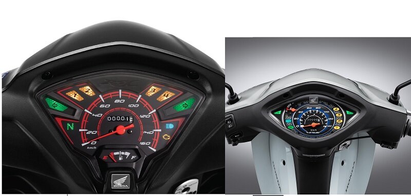so sánh xe máy Honda Wave RSX FI và Wave Alpha cụm đồng hồ