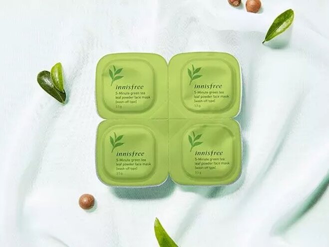 Mặt nạ trà xanh Innisfree 5-Minute Green Tea Leaf Powder Face Mask.