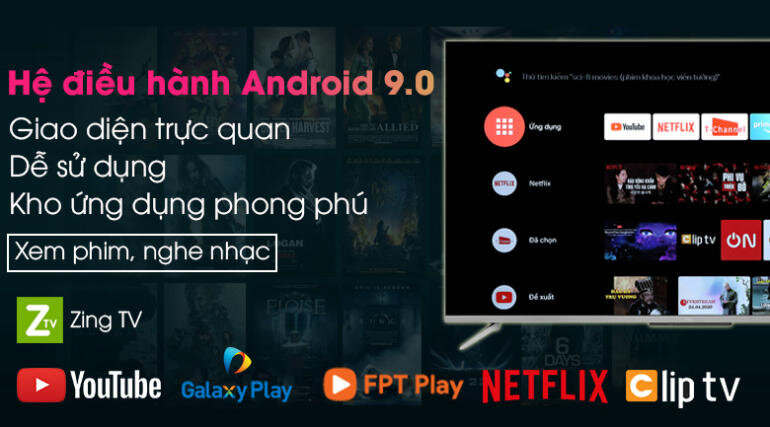 Hệ điều hành Android 9.0 trên Smart Tivi TCL 4K 55P715 55 inch UHD